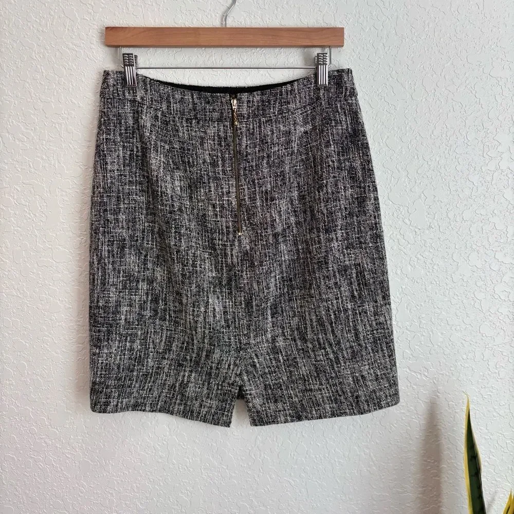 Kate Spade Black White Tweed Pencil Skirt Size 8
